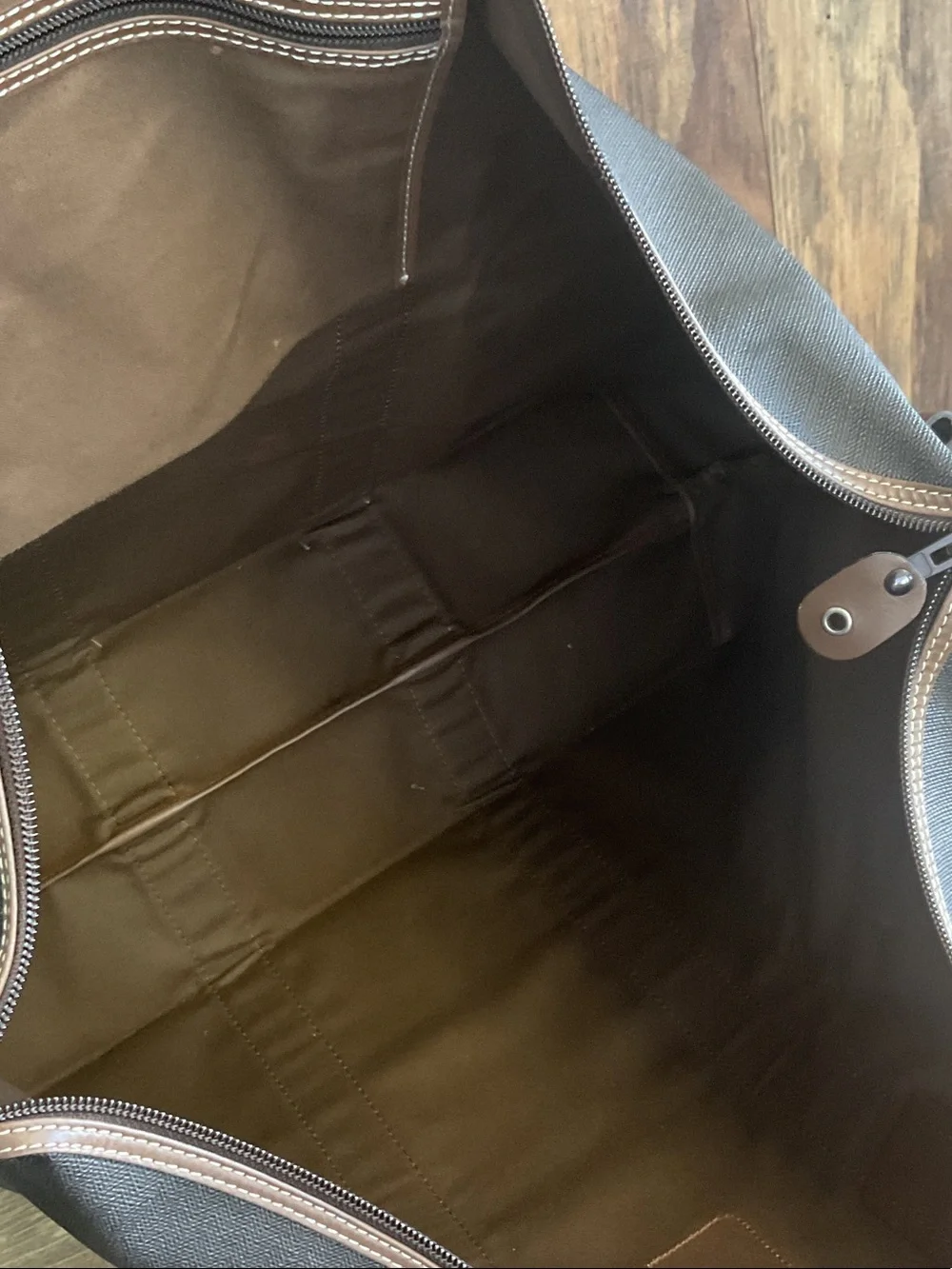 Dunhill Vintage Herringbone Canvas/Leather Travel Tote, Luggage Tag & Gold Lock